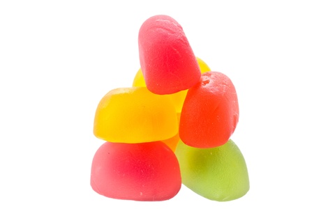 sweet candy-colored jelly on white backgroundの写真素材