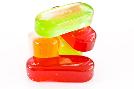 colorful candy closeup isolated on white background