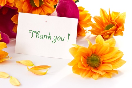 bouquet of calla lilies and orange chrysanthemums on white backgroundの写真素材
