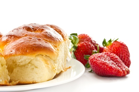baked cakes with cream cheese on a white backgroundの写真素材