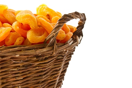 Dried apricots sweet dessert on a white backgroundの写真素材