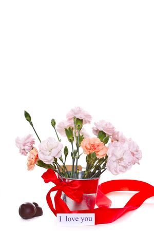 bouquet of carnations in a vaseの写真素材