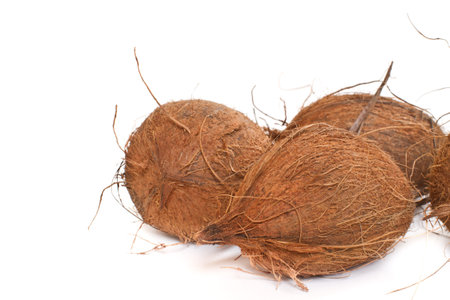 whole fruit ripe coconut on white background