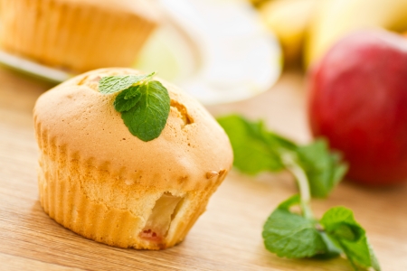 Cupcakes stuffed with apples and other fruitsの写真素材