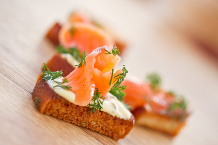 Fried toast with cheese and salted salmon