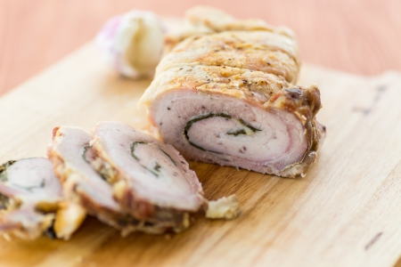 meat loaf baked with scallions and garlicの写真素材