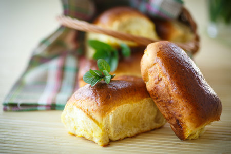 lush sweet homemade cakes on the table filling