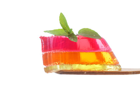 multi-layered fruit jelly isolated on white background
