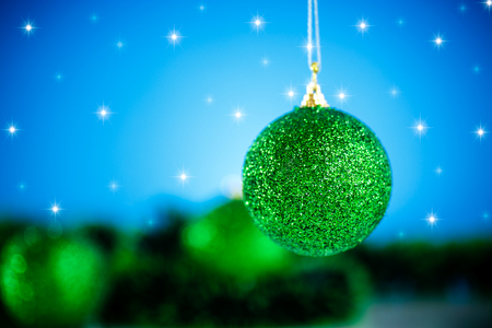 Christmas ball and decoration on abstract backgroundの写真素材