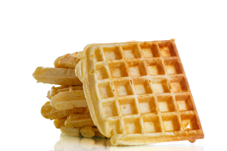 Viennese sweet waffles on a white backgroundの写真素材