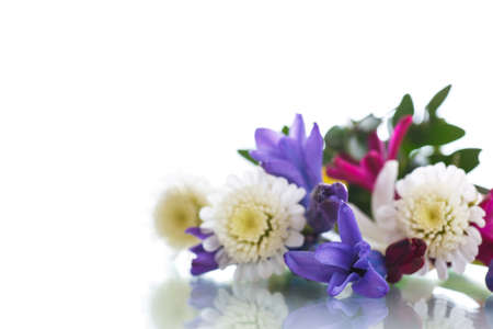beautiful bouquet of spring flowers on a white backgroundの写真素材