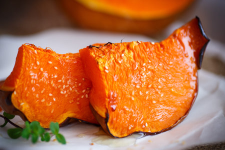 sweet baked pumpkinの写真素材