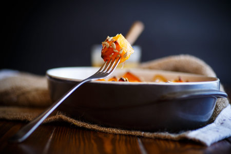 sweet baked pumpkin with honey