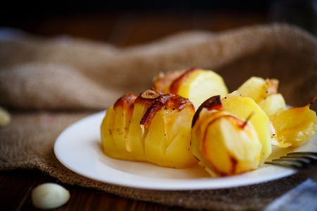 potatoes stuffed with baconの写真素材
