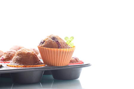 sweet muffins with berries insideの写真素材