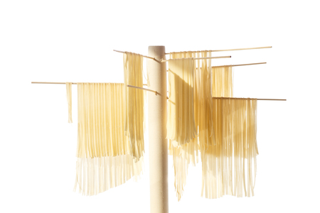 Home-made noodles are driedの写真素材