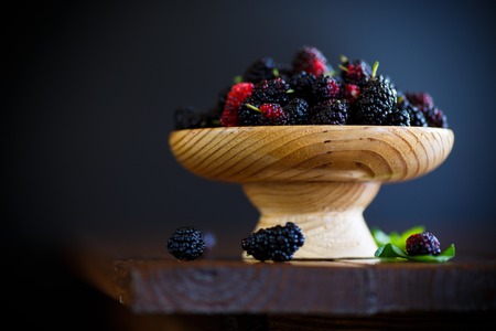 Ripe mulberry and compoteの写真素材