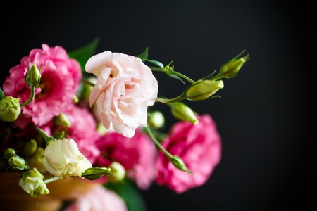 Beautiful bouquet of pink lisianthus flowersの写真素材