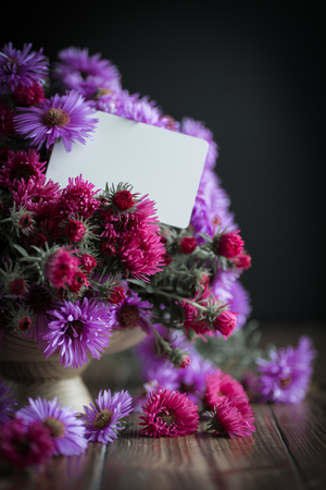 bouquet of beautiful purple chrysanthemumsの写真素材