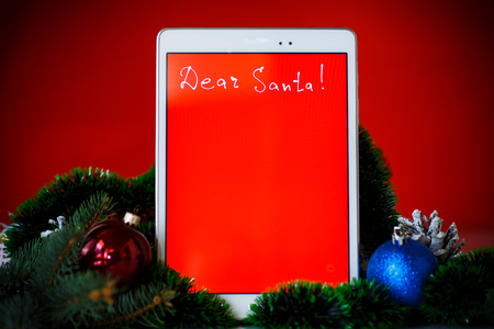 letter to Santa Claus on a tabletの写真素材