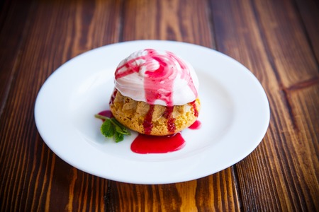 sweet muffins with berry creamの写真素材