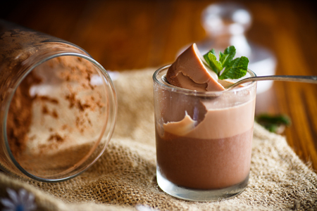 homemade chocolate mousseの写真素材