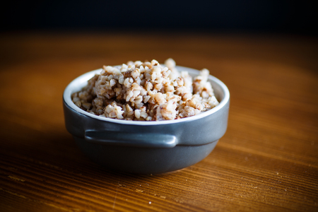 buckwheat boiled in a ceramic bowlの写真素材