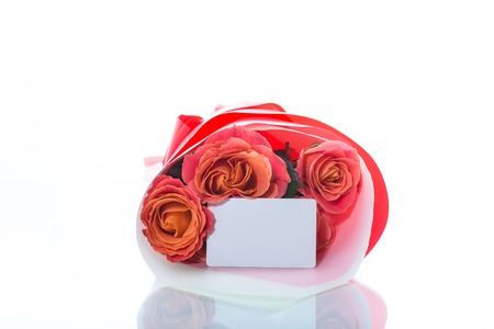 bouquet of beautiful pink roses isolated on whiteの写真素材