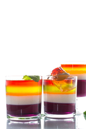 lot of colored sweet fruit jelly in a glass
