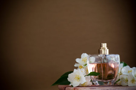fragrant jasmine flowers and perfume.