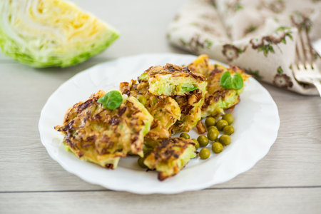 vegetable cutlets from early cabbage with peas.の写真素材
