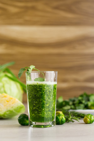 Healthy green smoothie for cleansing and energy.の写真素材