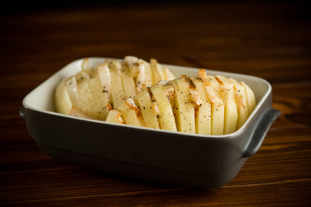 Baking potatoes in a rustic style.