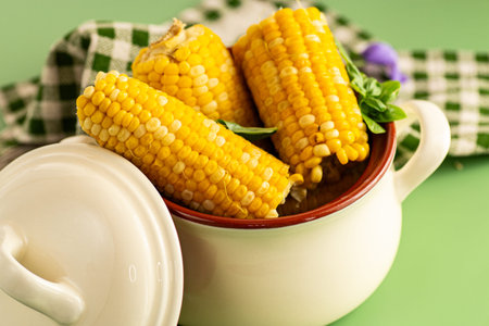 Homemade corn recipe for the family warm seasonal taste.の写真素材