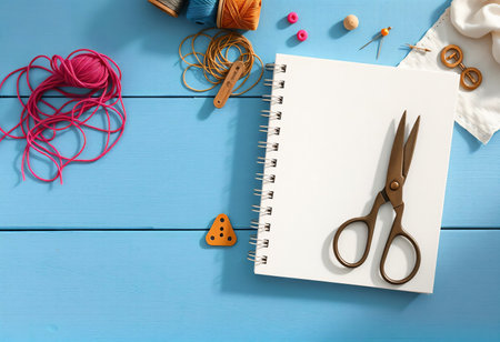 Workplace with tools for handicrafts and creativity.の素材