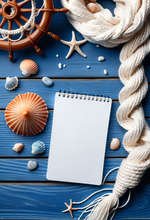 Composition of shells and crabs with marine decor.の素材