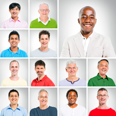 Portrats of Multiethnic and Diverse Smiling Men