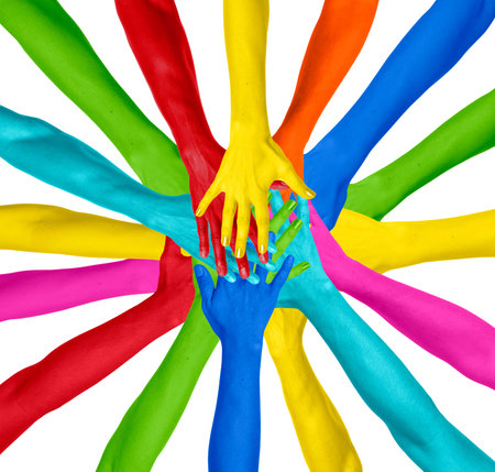 Multicolored Stack of Hands