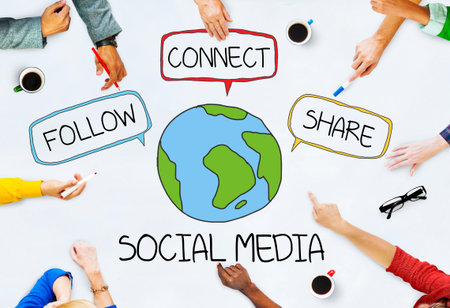 Hands on Table with Social Media Concepts