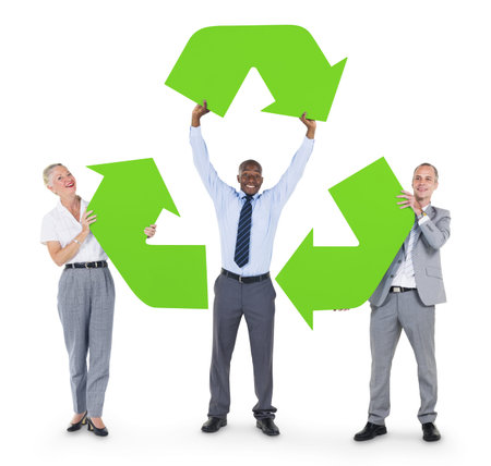 Business people with recycle sign