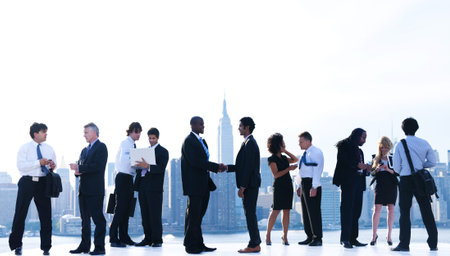 Outdoor business meeting in New York city.