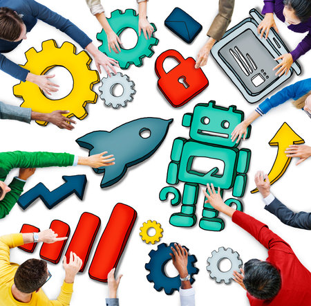 Aerial View of People and Technology Concepts