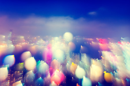 City Scape Colorful Lights Concept