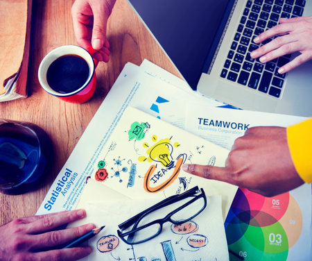 Office Teamwork Working Brainstorming Ideas Statistical Business Concept