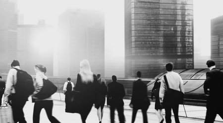 Commuter Buiness People Corporate Cityscape Walking Travel Concept