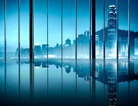 Office Cityscape Builidings Contemporary Interior Room Modern Concept