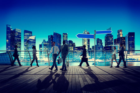 Silhouette Business People Commuter Walking Rush Hour Concept