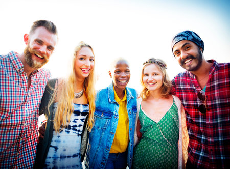 Friendship Bonding Relaxation Summer Beach Happiness Concept