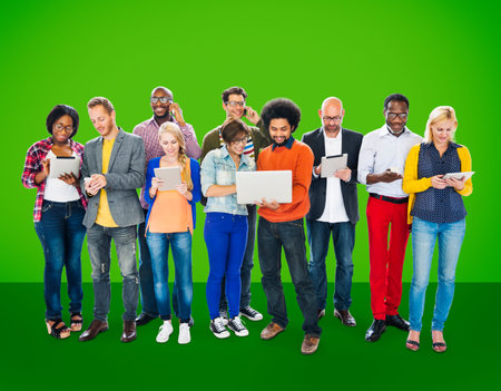 Group Of People Using Digital Device Technology Concept