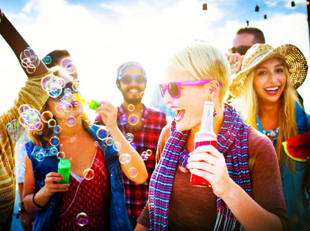 Dancing Beach Summer Happiness Joyful Concept